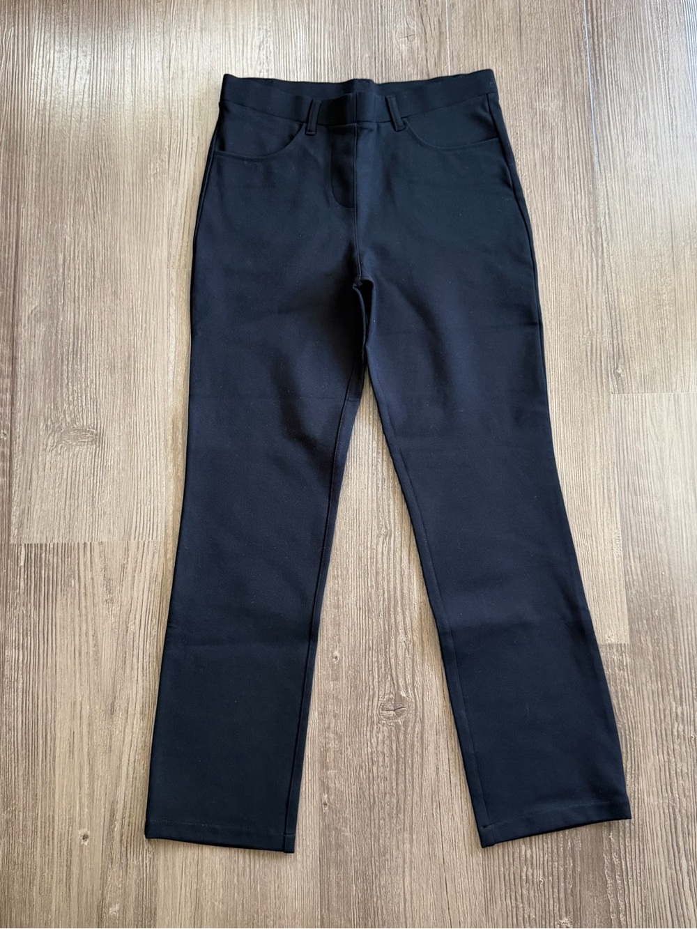 Quince Ultra Stretch Ponte Straight Leg 4 Pocket Pants Black S Petite